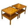 2 small rattan and bamboo tables 1970