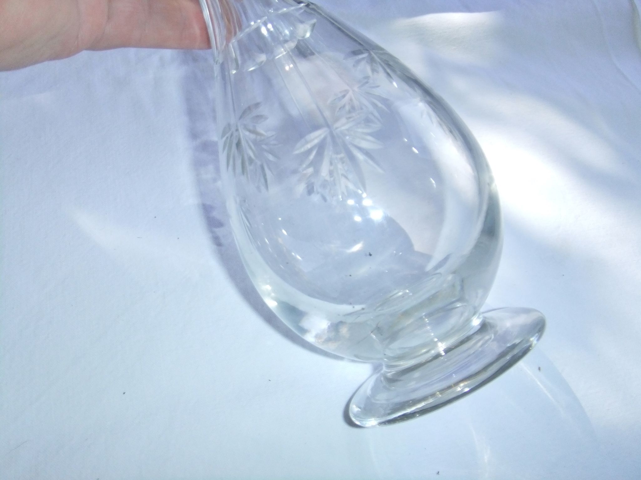 Bohemian crystal liqueur service Baccarat St Louis carafe glasses signed by an anchor