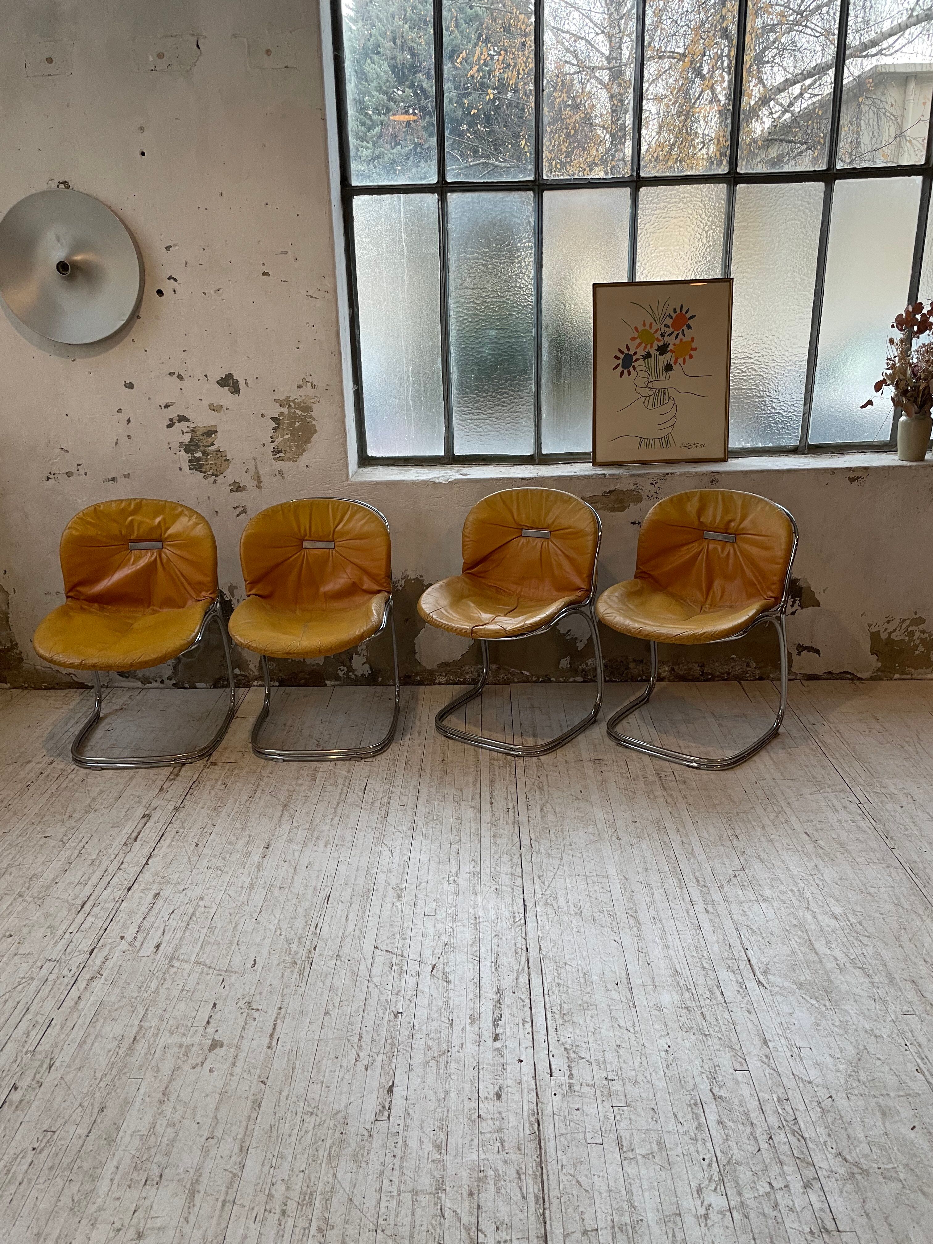 4 chairs Rinaldi "Sabrina" yellow leather