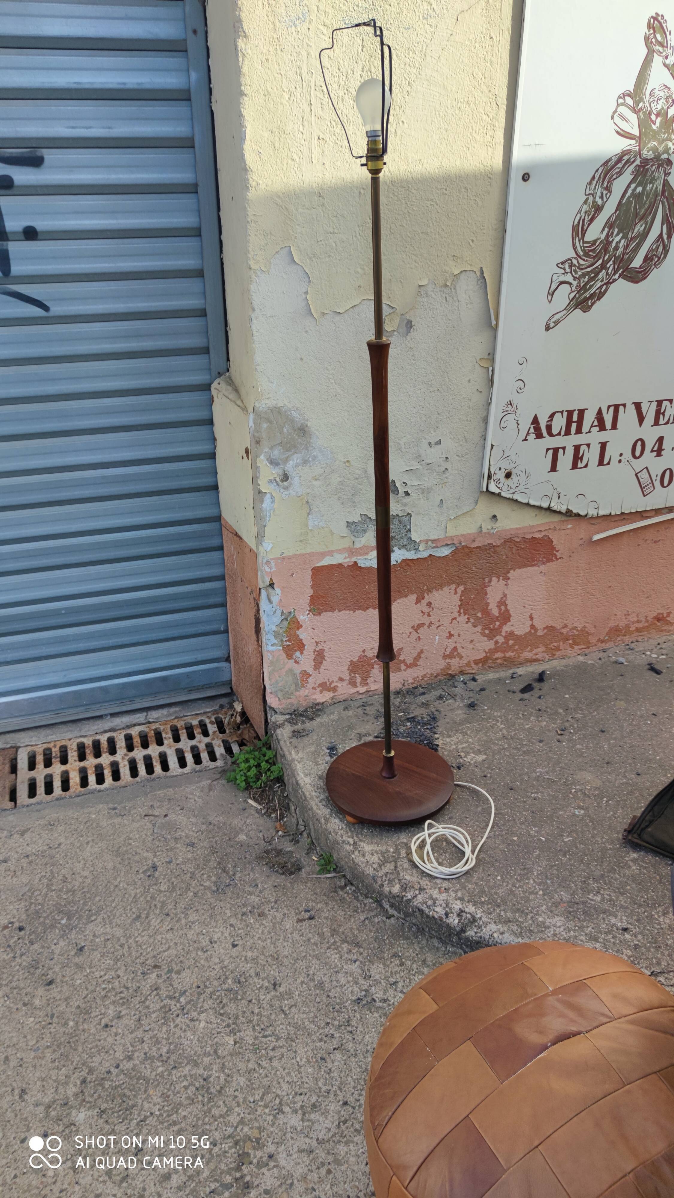 Teak and bronze floor lamp, circa 1960