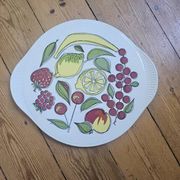 Vintage pie/dessert dish with fruit pattern from Grünstadt - 1960s