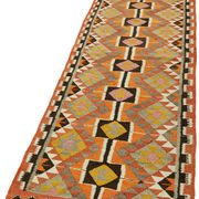 Turkish Handwoven Vintage Herki Kilim 89 cm x 378 cm