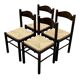 Set of 4 dark brown wooden chairs 70s minimalist design