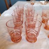 Art Deco glassware set in pink glass, 22 pieces