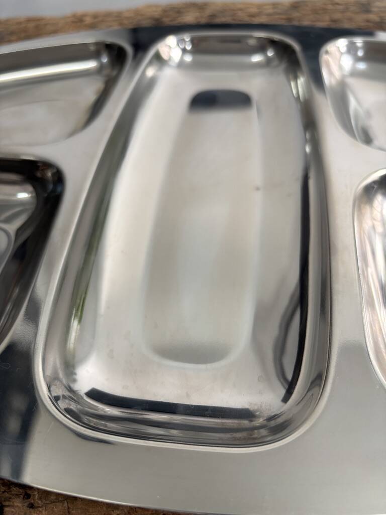 Large compartmented appetizer platter Inox 18/10 vintage