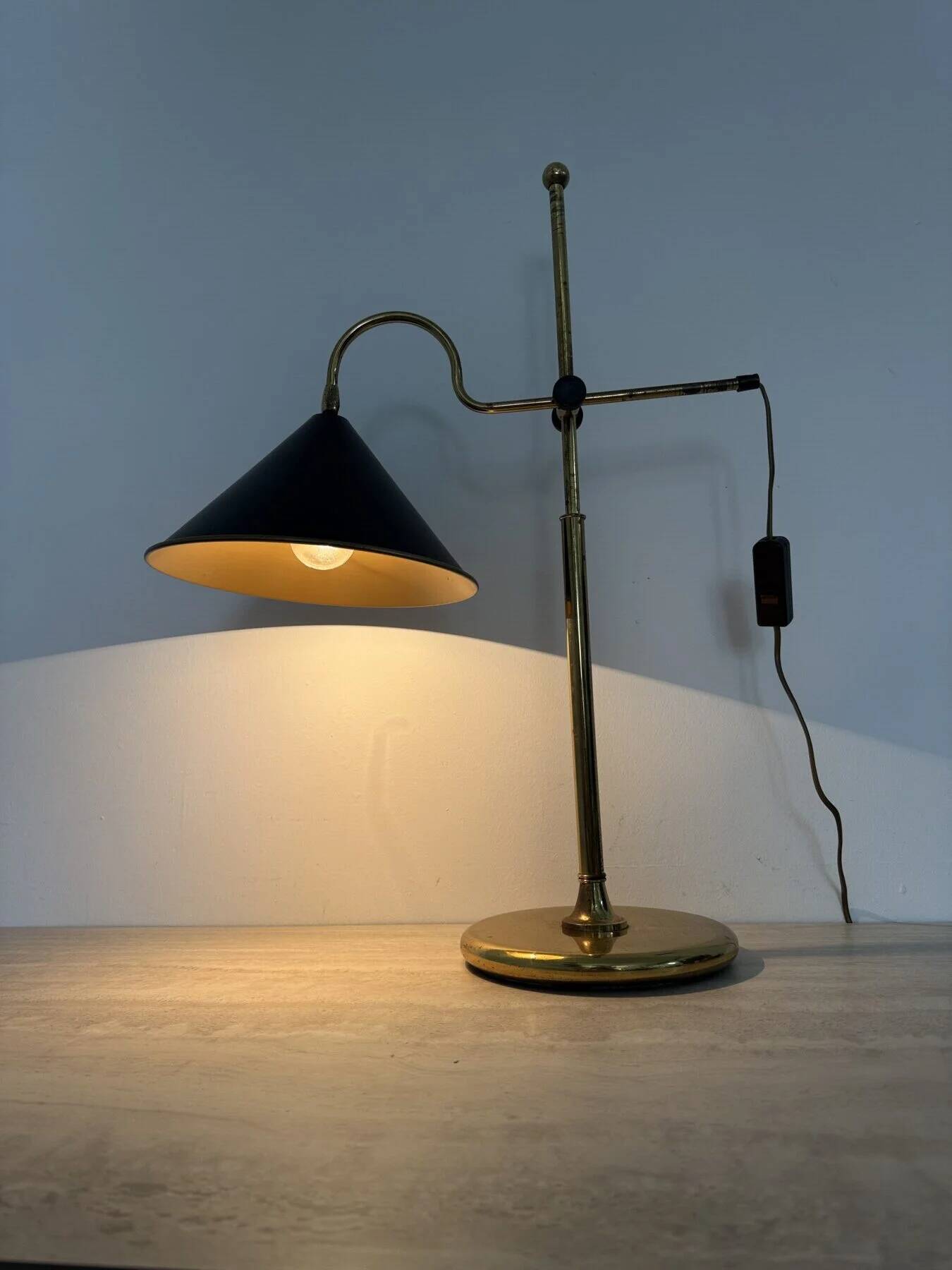 Mid-century adjustable brass desk lamp, 1970s