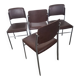 Lot de 4 chaises fauteuil en skaï marron année 1970