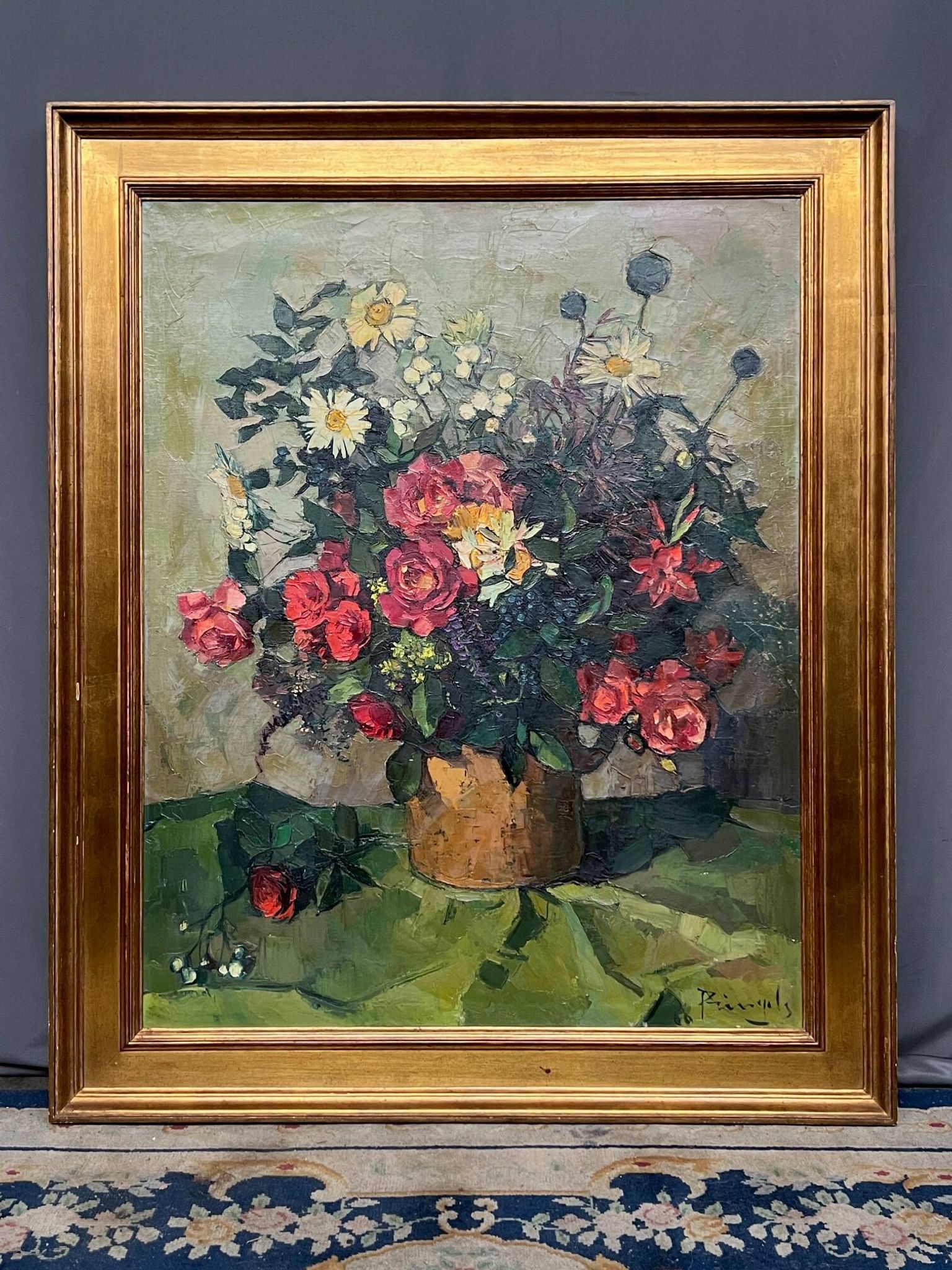 Leo Pringels (1901-1992) « Nature morte aux fleurs ».