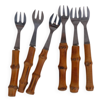 Bamboo oyster forks x6