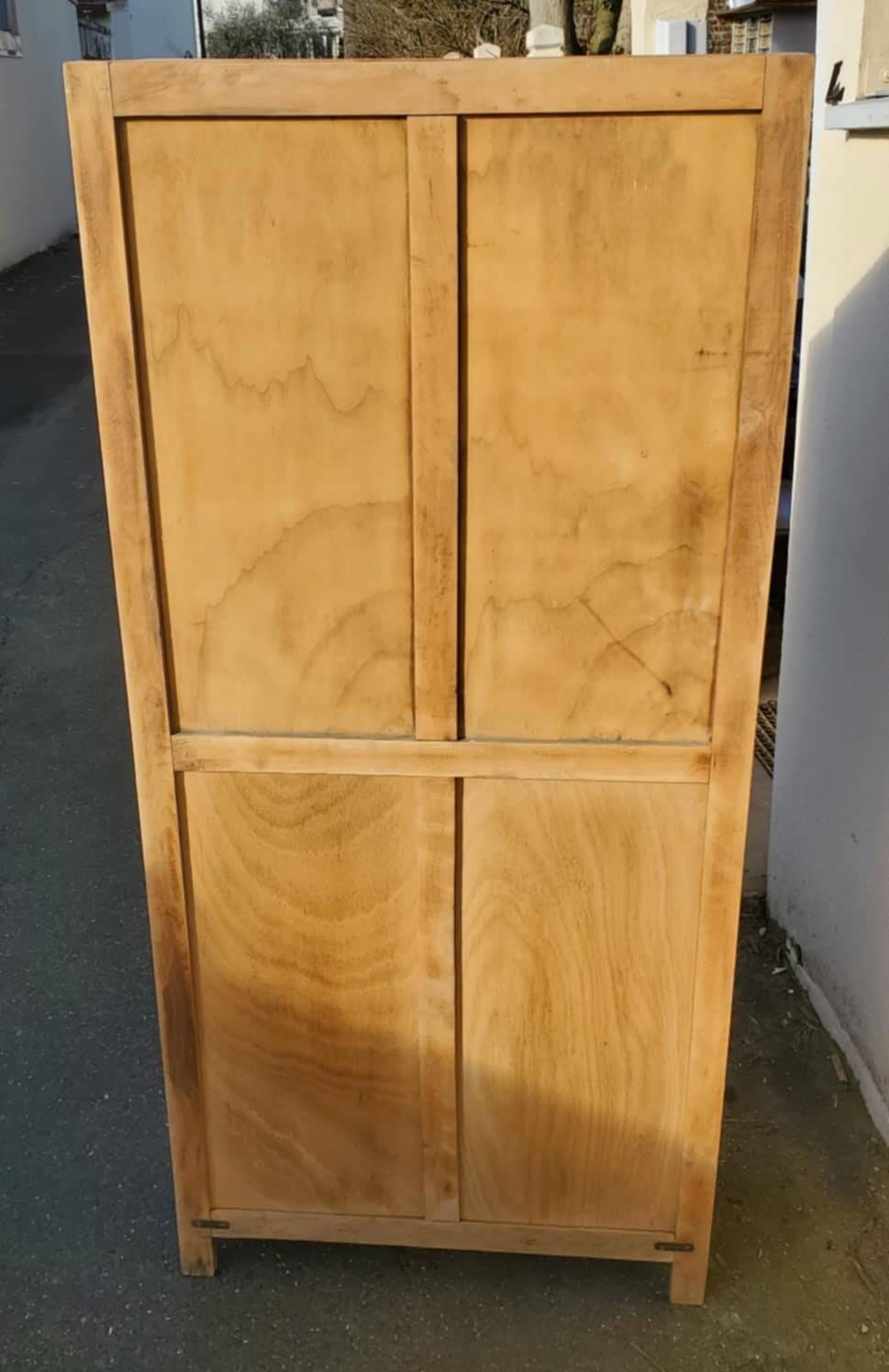 Very beautiful vintage 1940 parisian wardrobe, 2 doors stripped and sanded