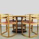 Exceptional fruitwood dining table set in art deco style, 1980s