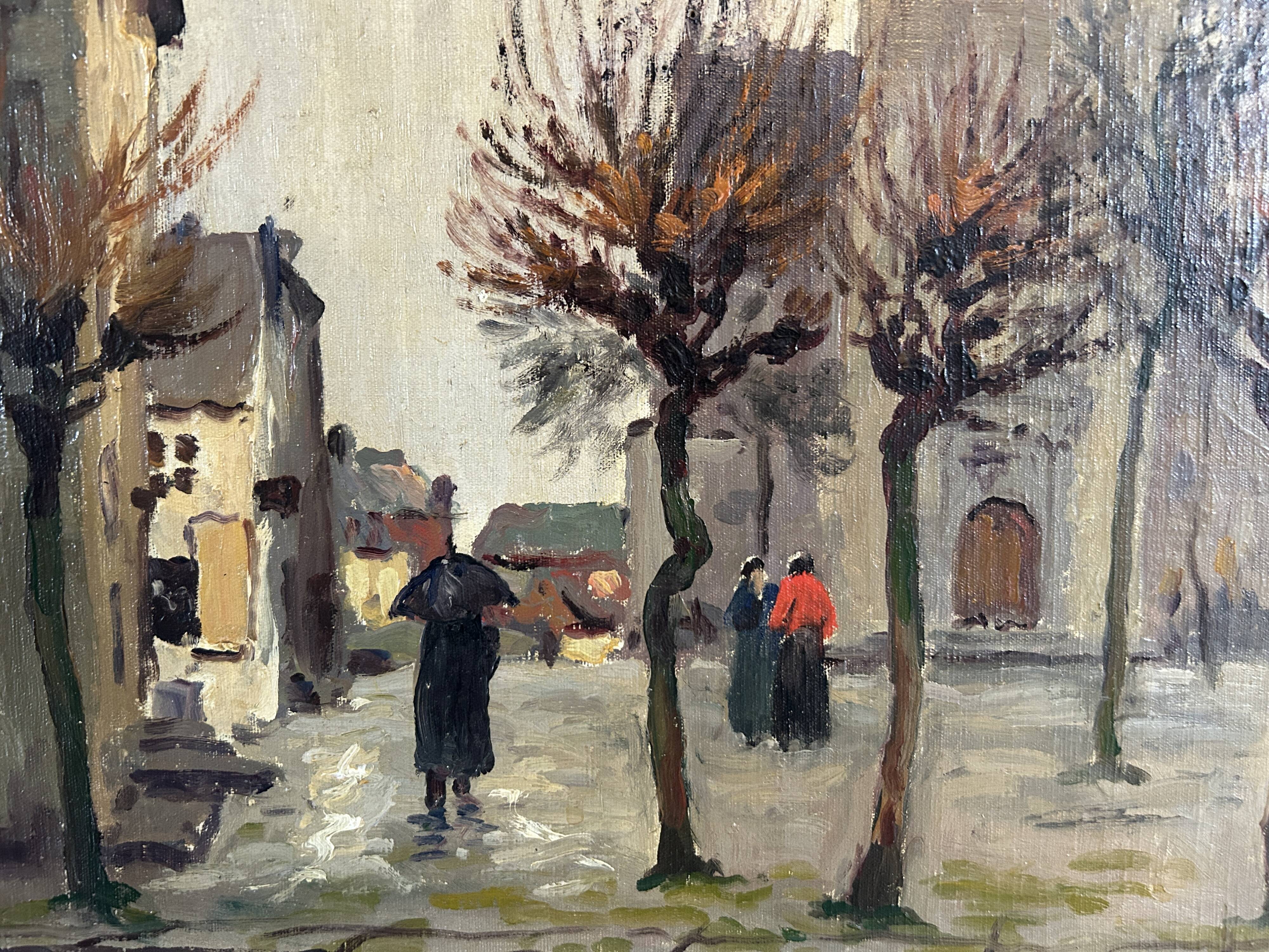 Oil on canvas by Albert Dandoy from 1937 - Church in Marche