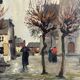 Oil on canvas by Albert Dandoy from 1937 - Church in Marche