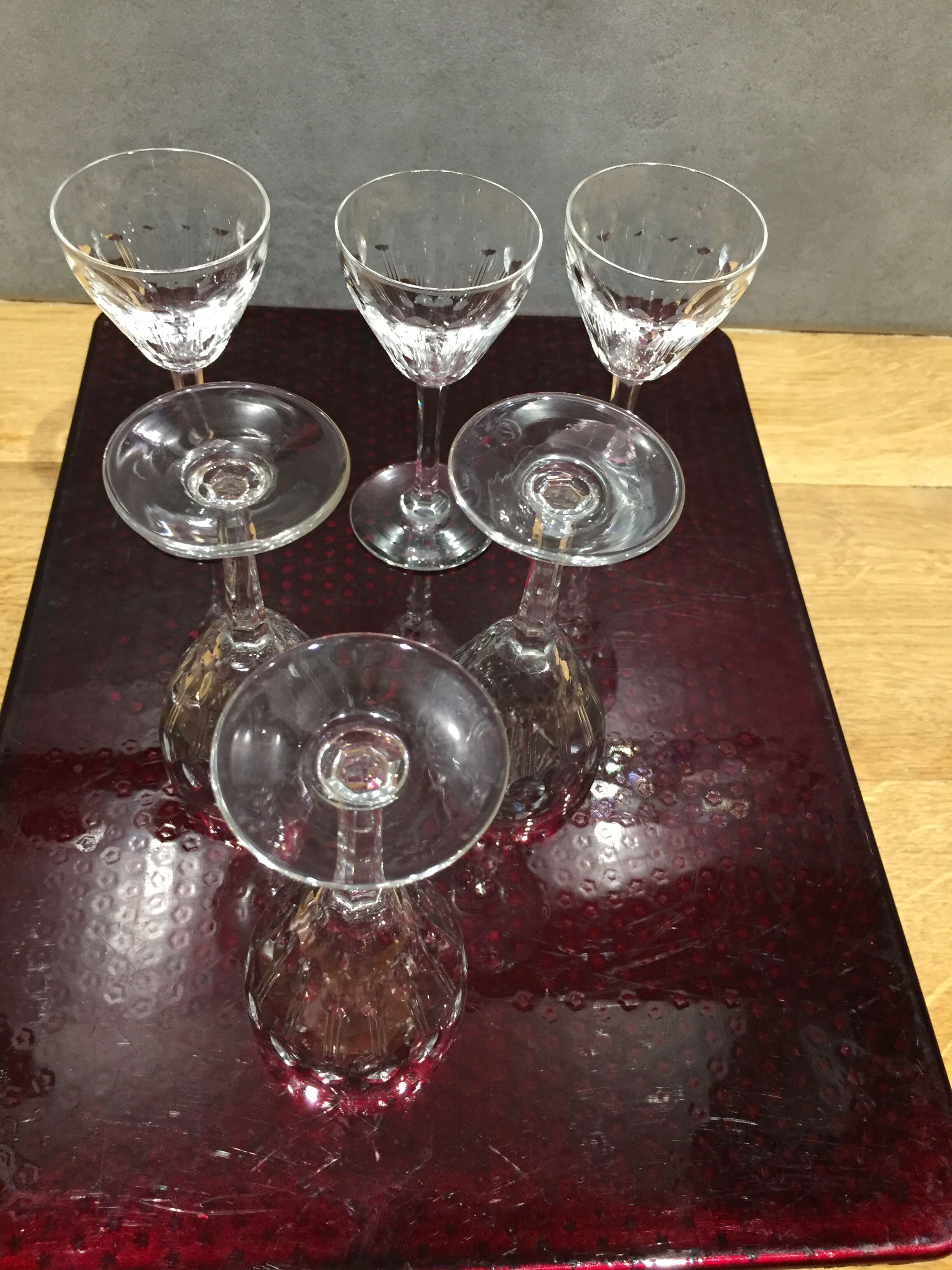 Série de 6 verres à digestif anciens et gravés