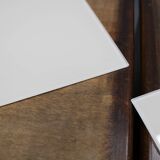 Pair of mid-century Italian walnut nightstands with glass top, 1950s