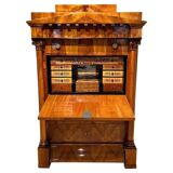 Biedermeier Secretaire in Cherrywood and Maple with Inlays and Brass, South Germany, 1830s