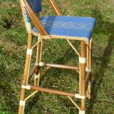 Bar stool with back rattan blue vintage 1970-80
