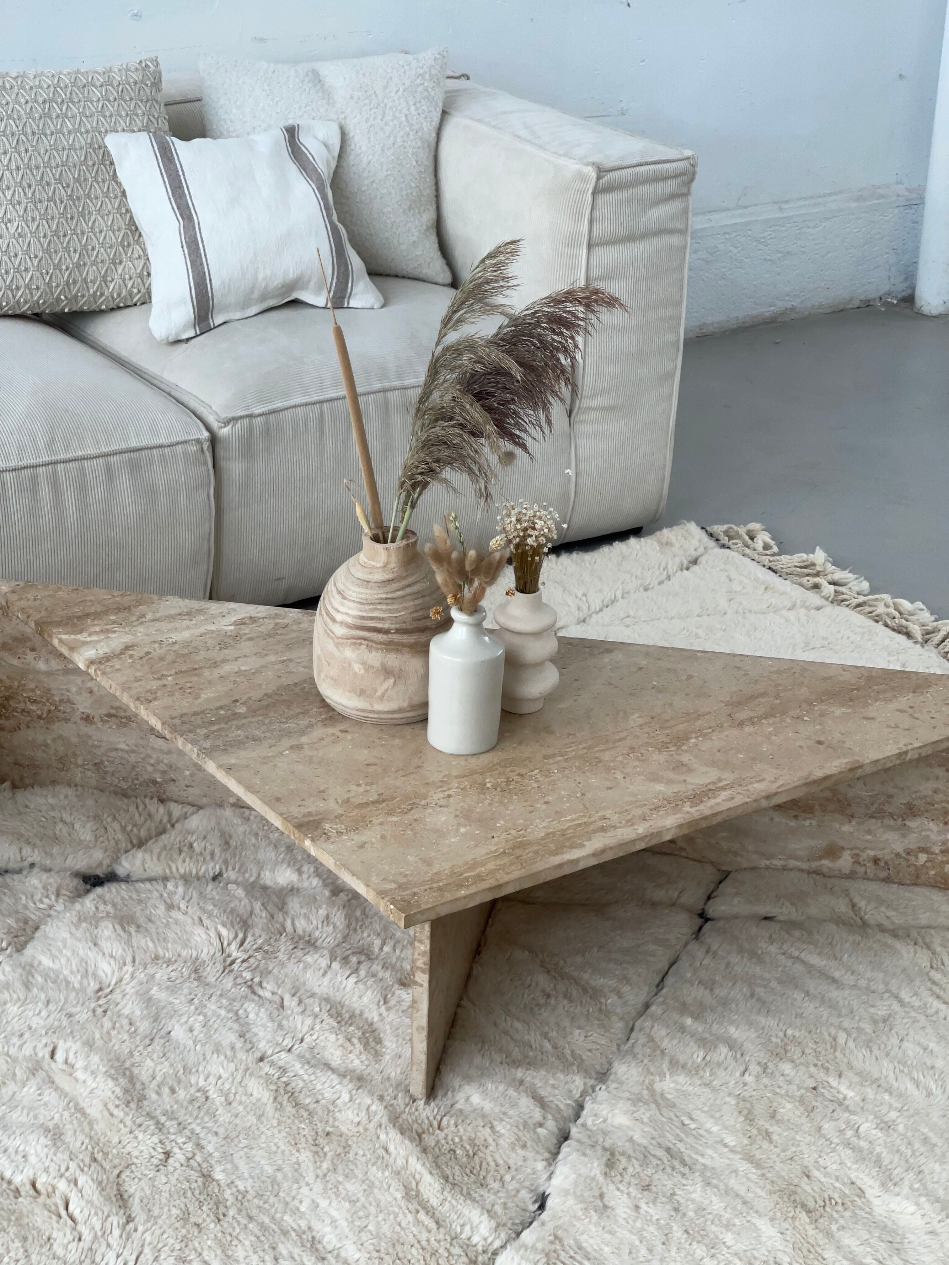 Vintage travertine coffee table 60s