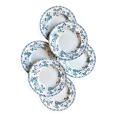 6 assiettes creuses Longwy en terre de fer bleue, service "Chartres"
