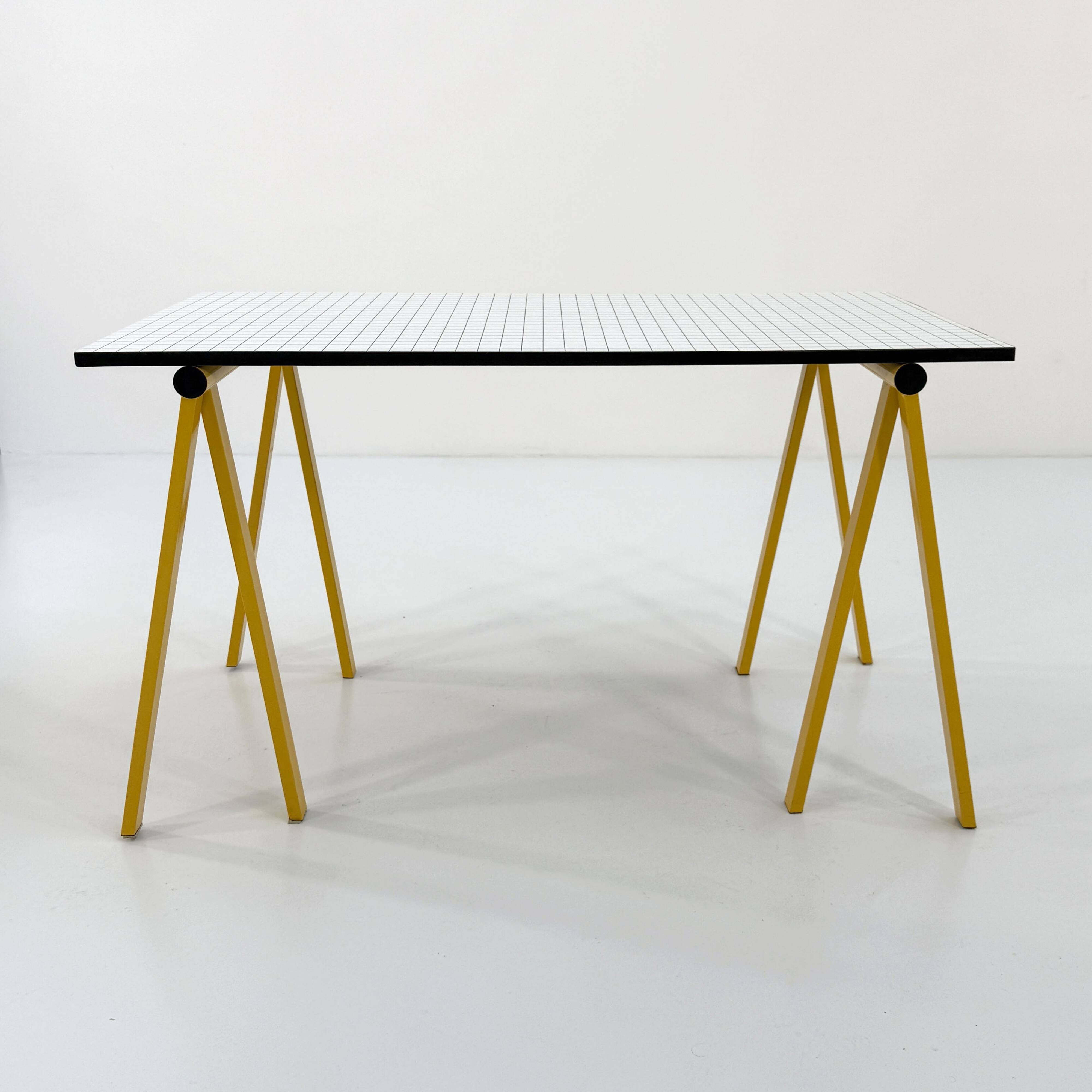 Yellow "Trestle" desk by Rodney Kinsman for Bieffeplast, 1980
