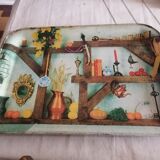 Plate meal sheet metal 1960 signed Clément