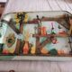 Plate meal sheet metal 1960 signed Clément