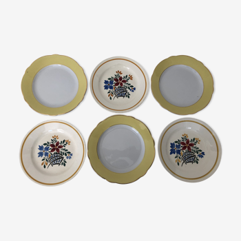 6 assiettes plates vintage faïence Choisy