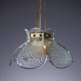 Swedish pendant with glass leaf shades and a center shade of amber coloured