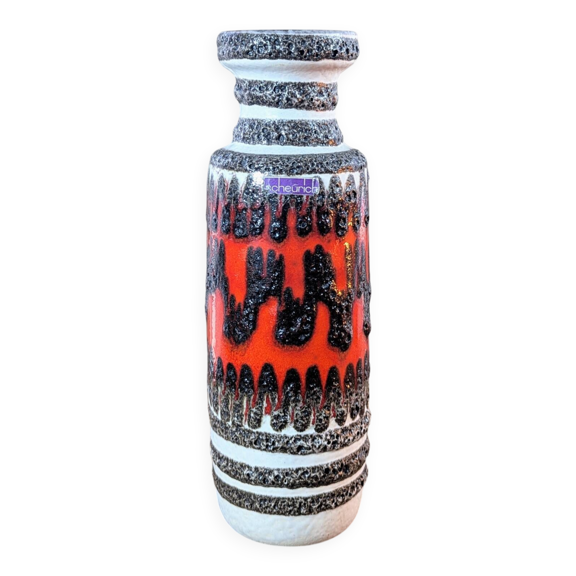 Scheurich West Germany 200-28 Fat Lava Vase, Vintage Red Ceramic