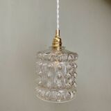 Vintage globe pendant light in transparent molded glass