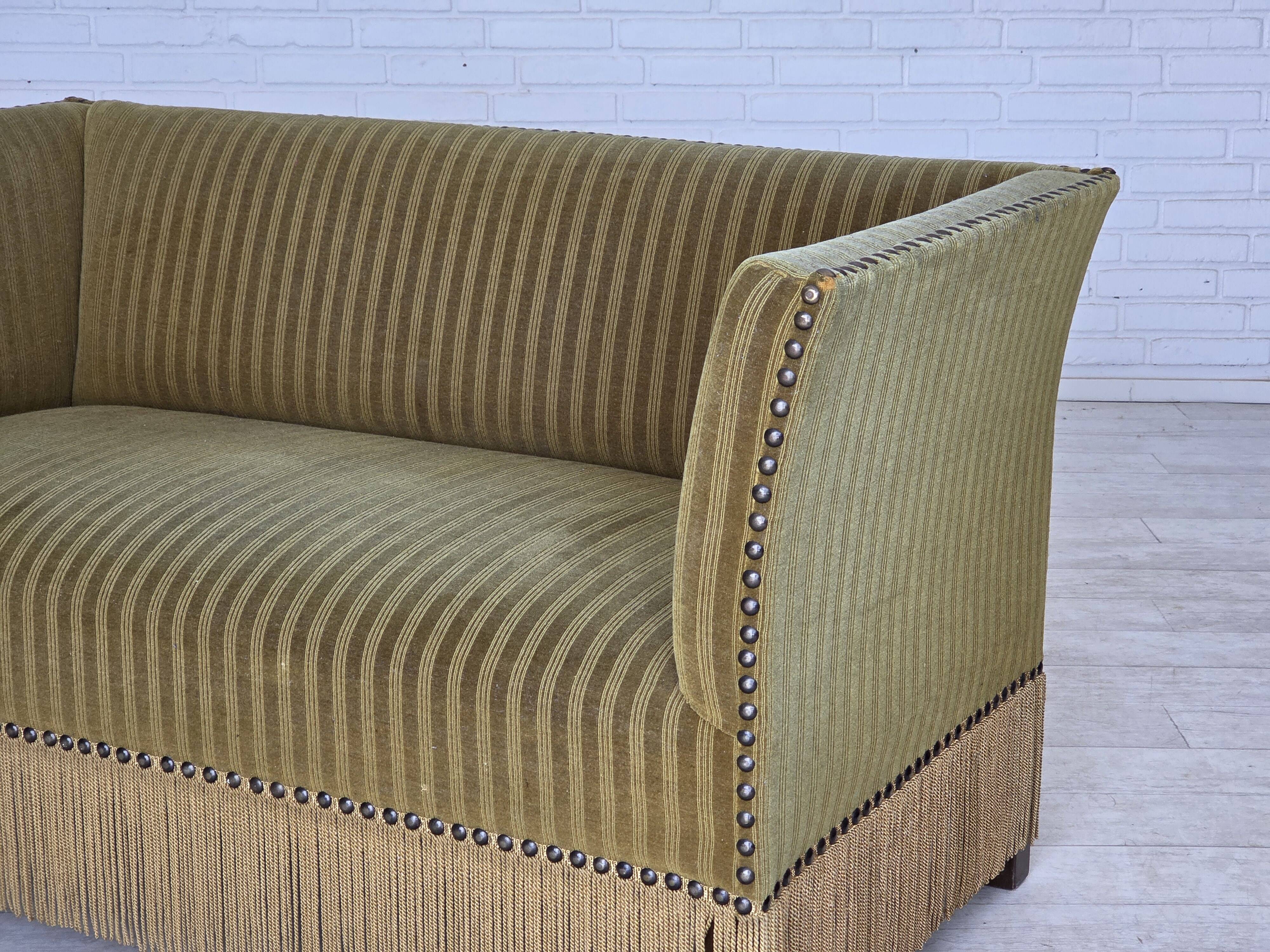 1970s, Danish 2-seater sofa, original green furniture velour.