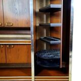 Scandinavian furniture in two modules in stained ash and chromed metal circa 1960