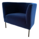 Fauteuil SITS Bob par Steven Schilte – velours Dedar bleu de Prusse