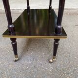 Double-tray rosewood serving trolley on gilded casters