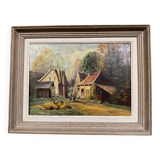 P. Guivalot: Oil painting on canvas, animated rural landscape, signed and dated