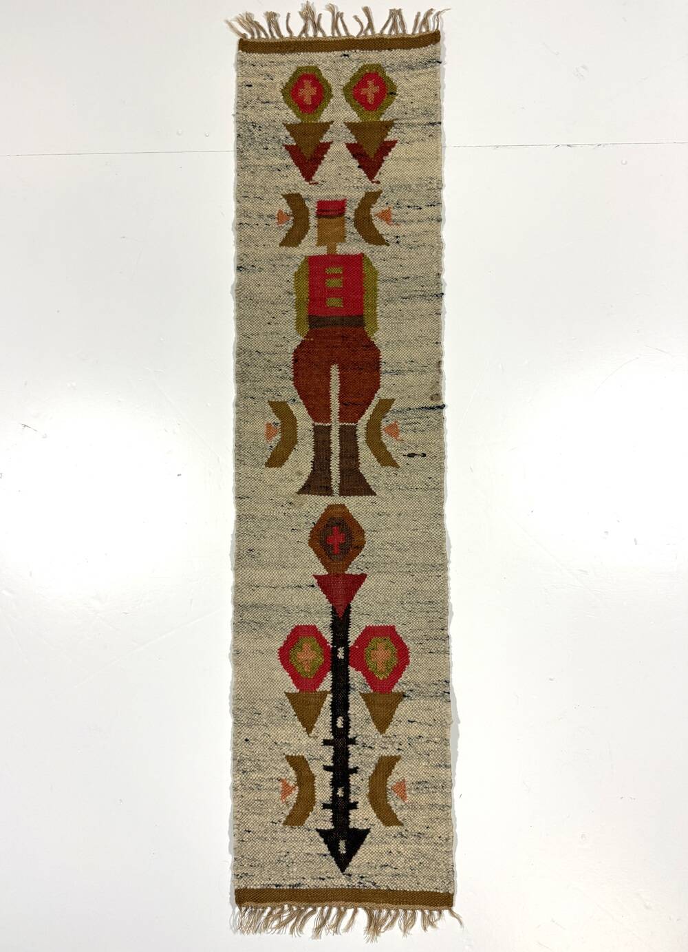 Woolen kelim wall hanging table runner Poland 1970’s