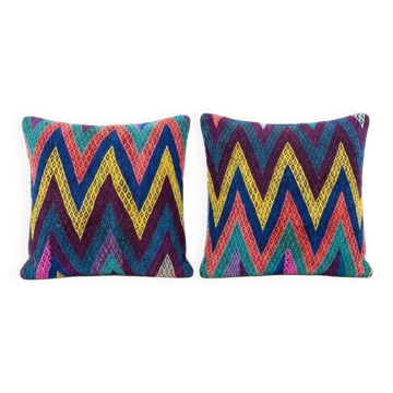 Set of 2 vintage kilim cushion covers 48x51 cm
