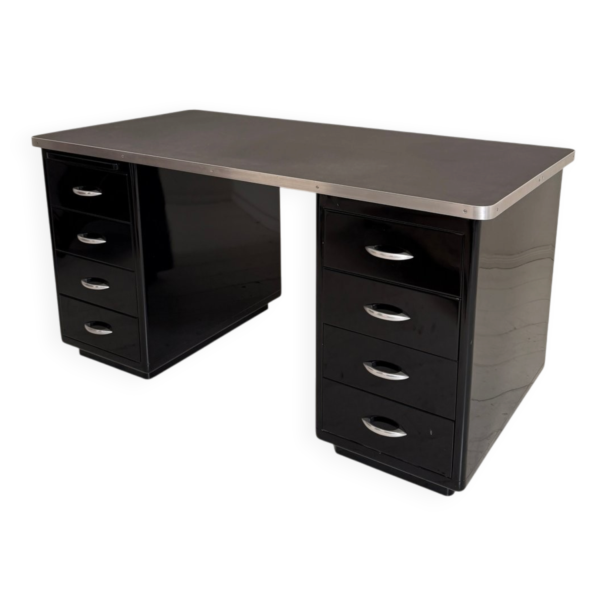 German Bauhaus Writing Desk in Black Lacquered Metal, 1925