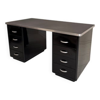German Bauhaus Writing Desk in Black Lacquered Metal, 1925