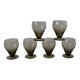 Ensemble de 6 petits verres à vin design art déco en verre fumé années 30-40