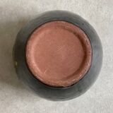 Petit vase en céramique vintage avec glaçure goutte à goutte jaune