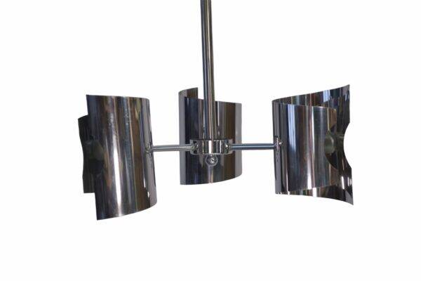 Vintage chrome steel pendant light, 1970s design