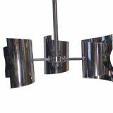 Vintage chrome steel pendant light, 1970s design