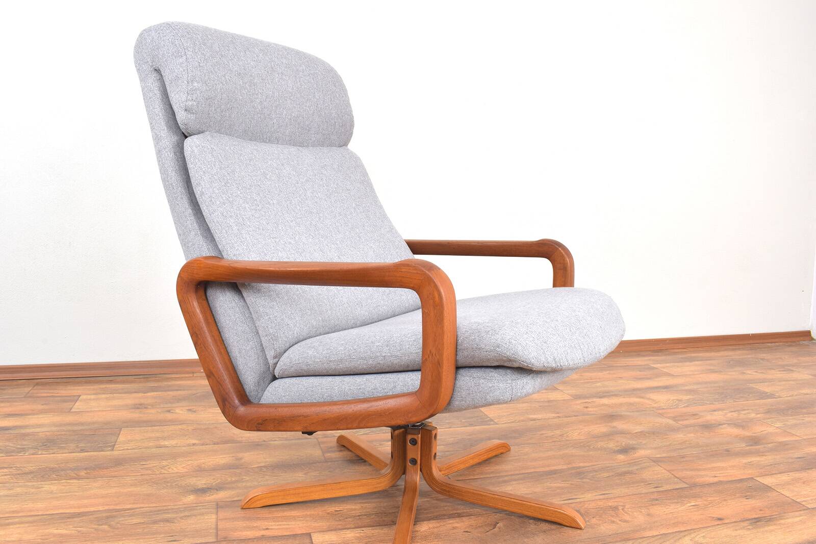 Mid-century Danish teak swivel office chair, 1960s.