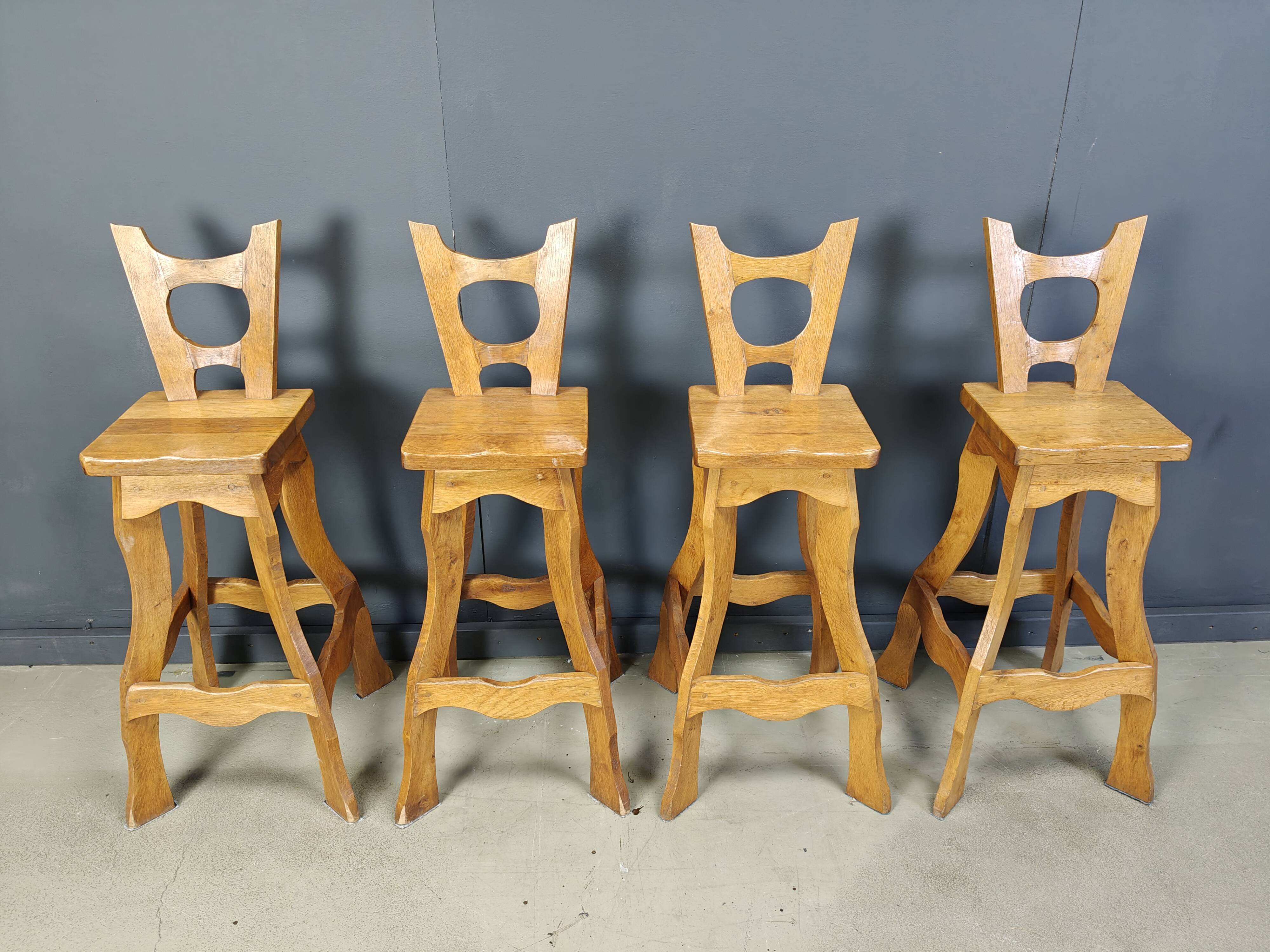 Vintage brutalist bar stools, set of 4 - 1960s