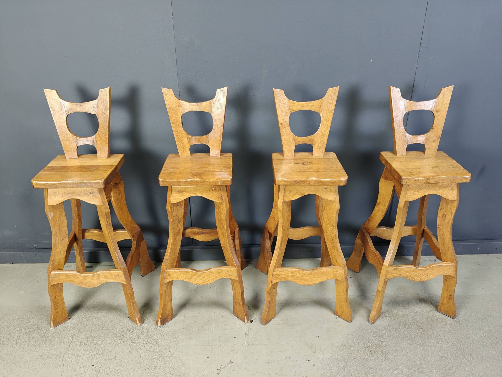 Vintage brutalist bar stools, set of 4 - 1960s