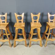 Vintage brutalist bar stools, set of 4 - 1960s