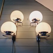 Pair of wall lights, G. Sciolari, in chrome metal and white opaline, 1970s