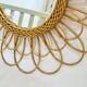 Round mirror flower sun in rattan wicker wood vintage 1960 1970 55 cm folk