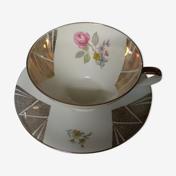 Tasse à thé et soucoupe en porcelaine de Bavière